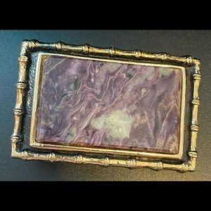 Vintage 1980’s Purple/Grayish marble stone rectangle belt buckle